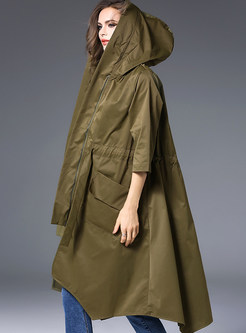 Casual Asymmetric Hooded Trench Coat