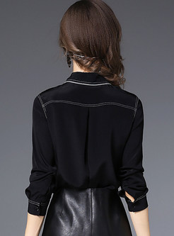 Chic Silk Pocket Design Blouse