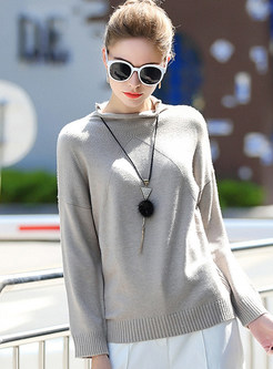Brief Pure Color Stand Collar Sweater