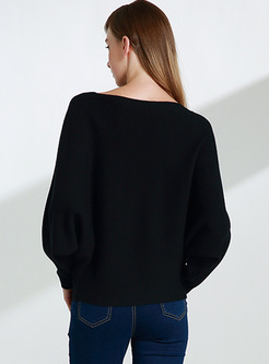 Black Bat Sleeve Pullover Sweater
