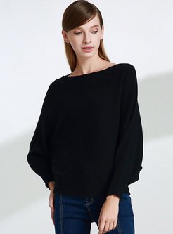 Black Bat Sleeve Pullover Sweater