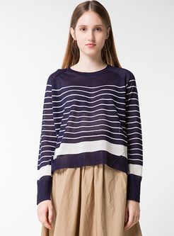 Brief Striped Loose Knitted Sweater