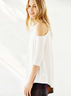 White Sexy Off Shoulder Loose T-shirt