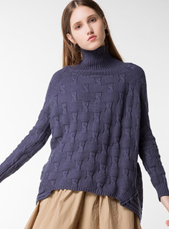 Brief Pure Color Turtle Neck Sweater