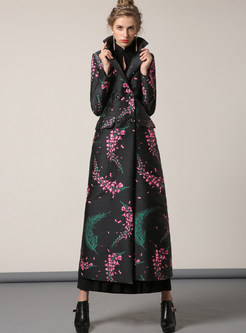 Chic Embroidery Double-breasted Trench Coat