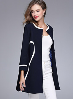 Casual Patchwork O-neck Single-breasted Coat