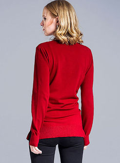 Stylish Lacing Long Sleeve Wool Knitted Top