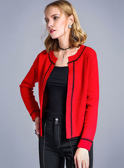 Brief Long Sleeve Wool Knitted Coat