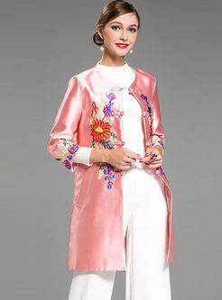 Ethnic Embroidered Tang Suit Straight Coat