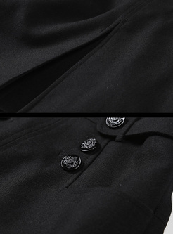 Black Buttoned A-line Mini Skirt