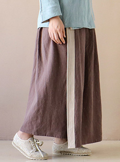 Casual Color-blocked Asymmetric Skirt