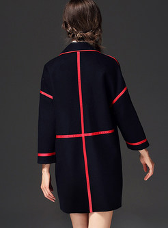 Black Turn Down Collar With Pockets Coat