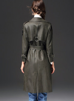 Fashion Belted Turn Down Collar Trench Coat