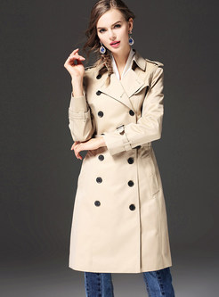 Fashion Double-breasted Tie Waist Trench Coat