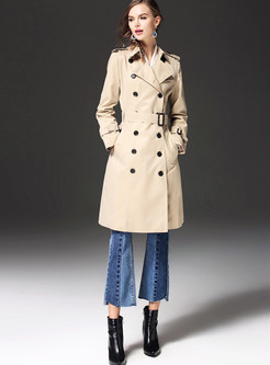 Fashion Double-breasted Tie Waist Trench Coat