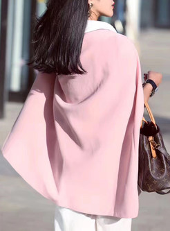 Stylish Pink Double-breasted Turn Down Collar Blazer