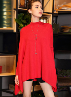 Red Loose Asymmetric Hem Kimono
