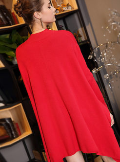 Red Loose Asymmetric Hem Kimono