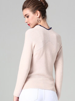 Brief V-neck Slim Pure Color Sweater