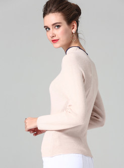 Brief V-neck Slim Pure Color Sweater