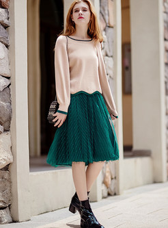 Sweet Loose Contrast Color Sweater