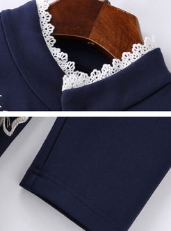 Vintage Embroidered Stand Collar Long Sleeve Skater Dress