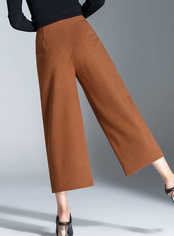 Casual Mid-rise Loose Wide Leg Pants