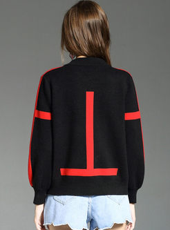 Causal Hit Color Embroidered Stand Collar Coat