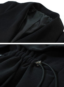 Street Turn Down Collar Lacing Trench Coat