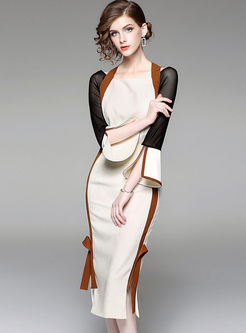 Stylish Flare Sleeve Off Shoulder Bodycon Dress