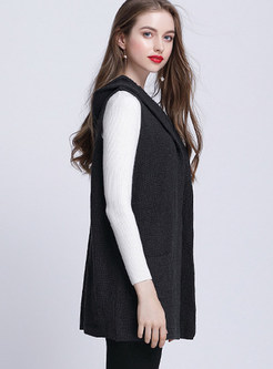 Brief Hooded Knitted Loose Vest