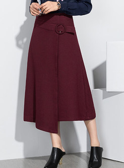Brief Asymmetric Zip Midi Skirt
