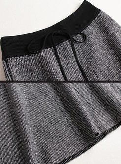 Brief Elastic Waist Knitted Skirt