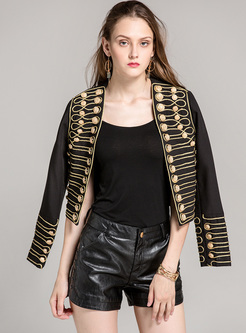 Punk Embroidery Slim Color-blocked Coat