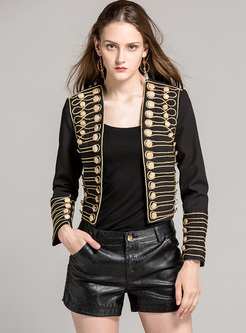 Punk Embroidery Slim Color-blocked Coat