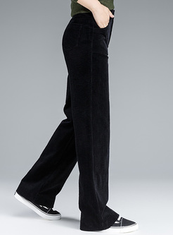 Chic High Waist Pocketed Straight Pants