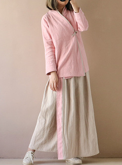 Pink One-buttoned Loose Coat