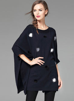 Stylish Loose Batwing Sleeve Knitted Sweater