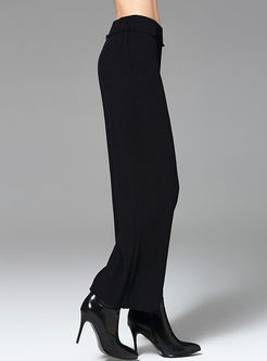 Brief Black Stylish Elastic Waist Wide Leg Pants