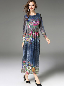 Vintage Floral Lace Maxi Dress