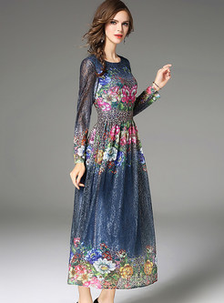 Vintage Floral Lace Maxi Dress