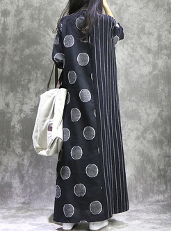Casual Vertical Striped Print Maxi Dress