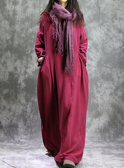 Red Brief Asymmetric Long Sleeve Maxi Dress