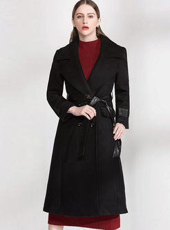 Chic Notched Neck Long Sleeve Belt Trench Coat