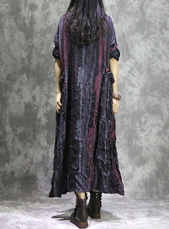 Vintage Color-blocked Oversized Maxi Dress