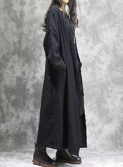 Oversized Embroidery Tied Long Coat