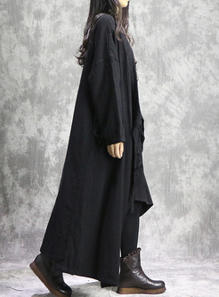 Oversized Embroidery Tied Long Coat