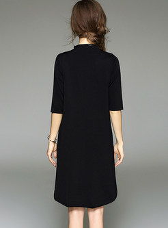 Black Brief Half Sleeve Knitted Dress