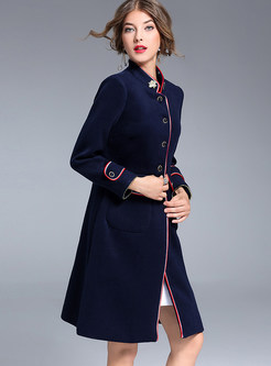 Vintage Single-breasted Stand Collar Coat