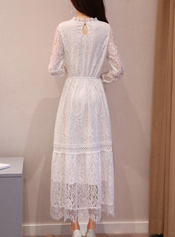 White Brief Lace Perspective Maxi Dress